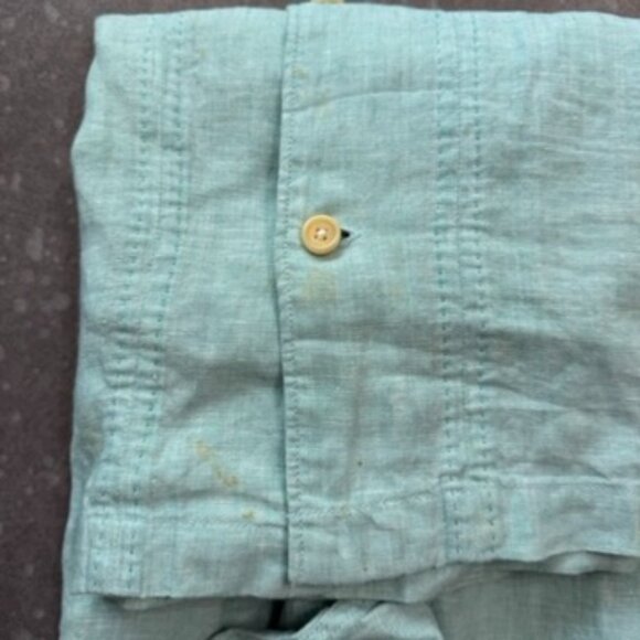 Tommy Bahama Light Teal 100% Linen Button-Up Shirt – Size Medium - Picture 9 of 10
